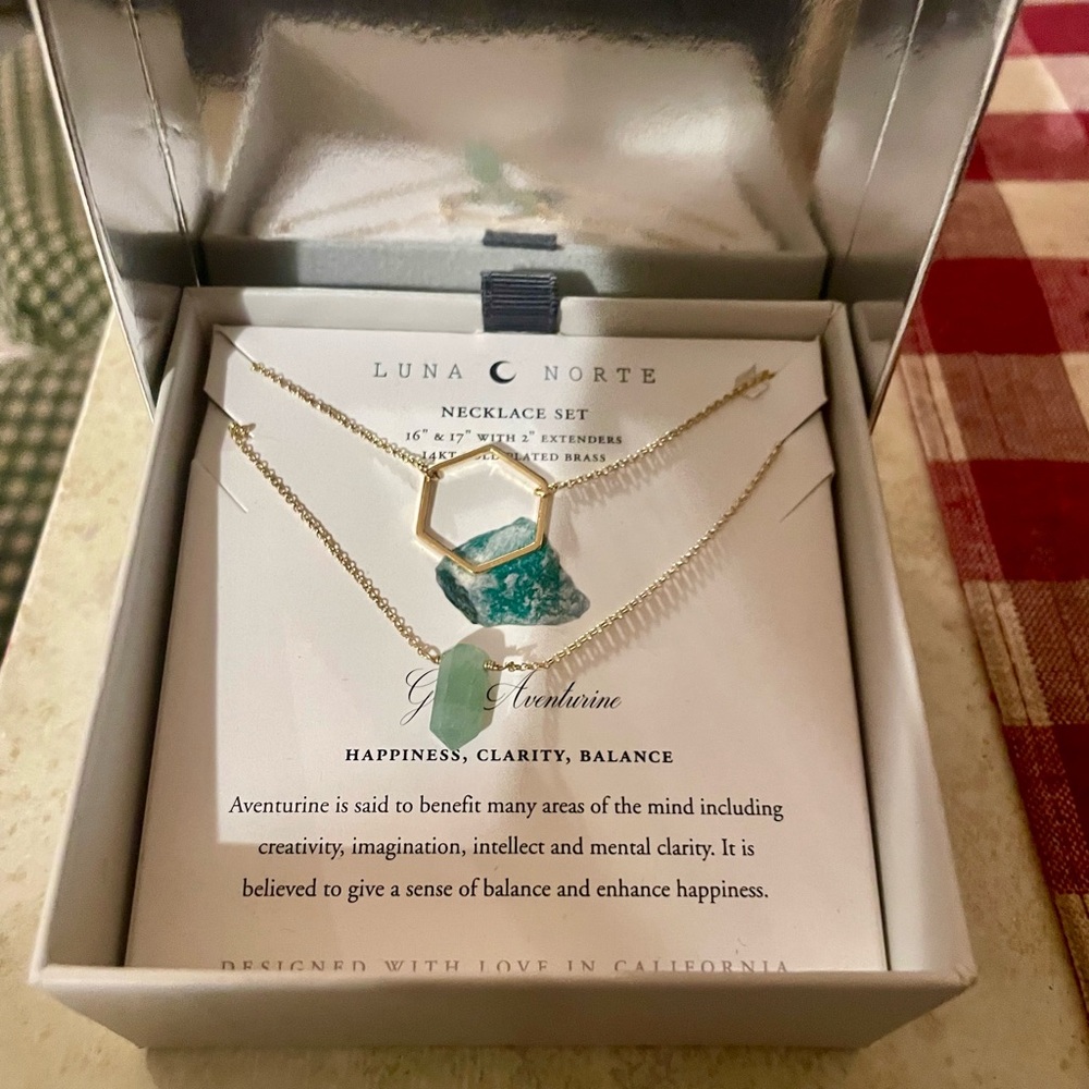 Aventurine Necklace Set - Gold and Green